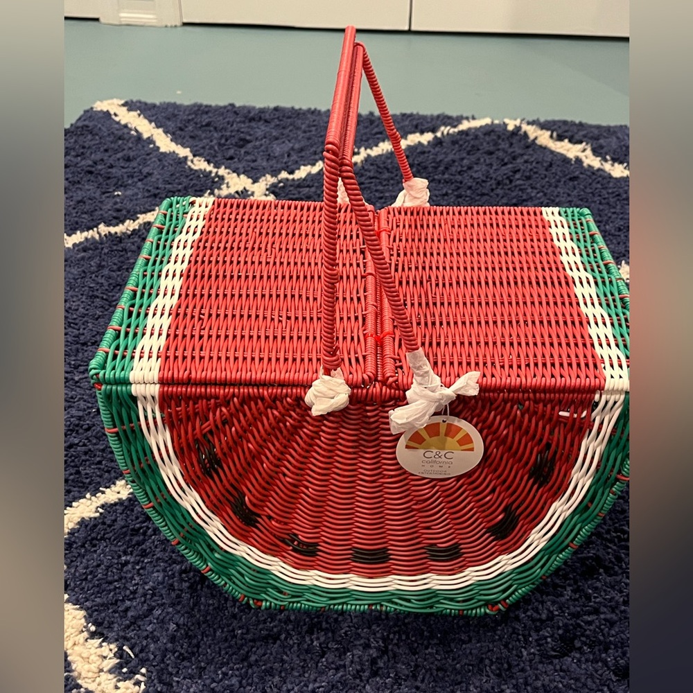 Summer 2023 Brand New C&C California Home Wicker Resin Watermelon Picnic Basket.